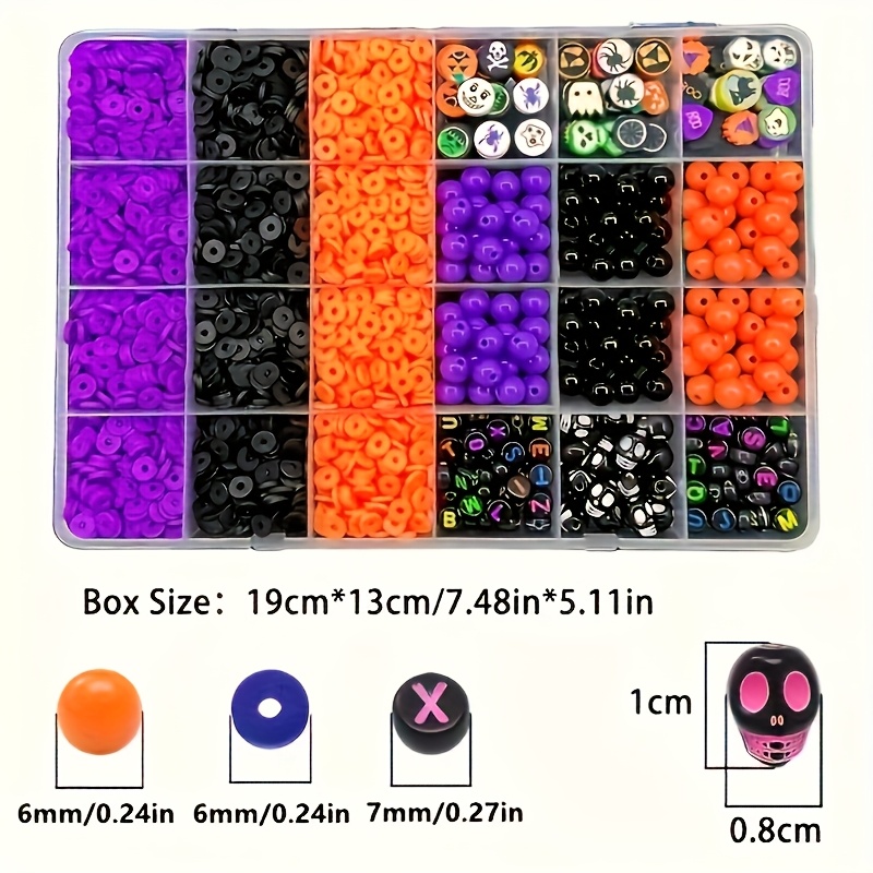 2700個、ハロウィンカラーの丸ビーズ、ソフト陶器スカルレタ - Bead Organizer Tray のレビューと価格