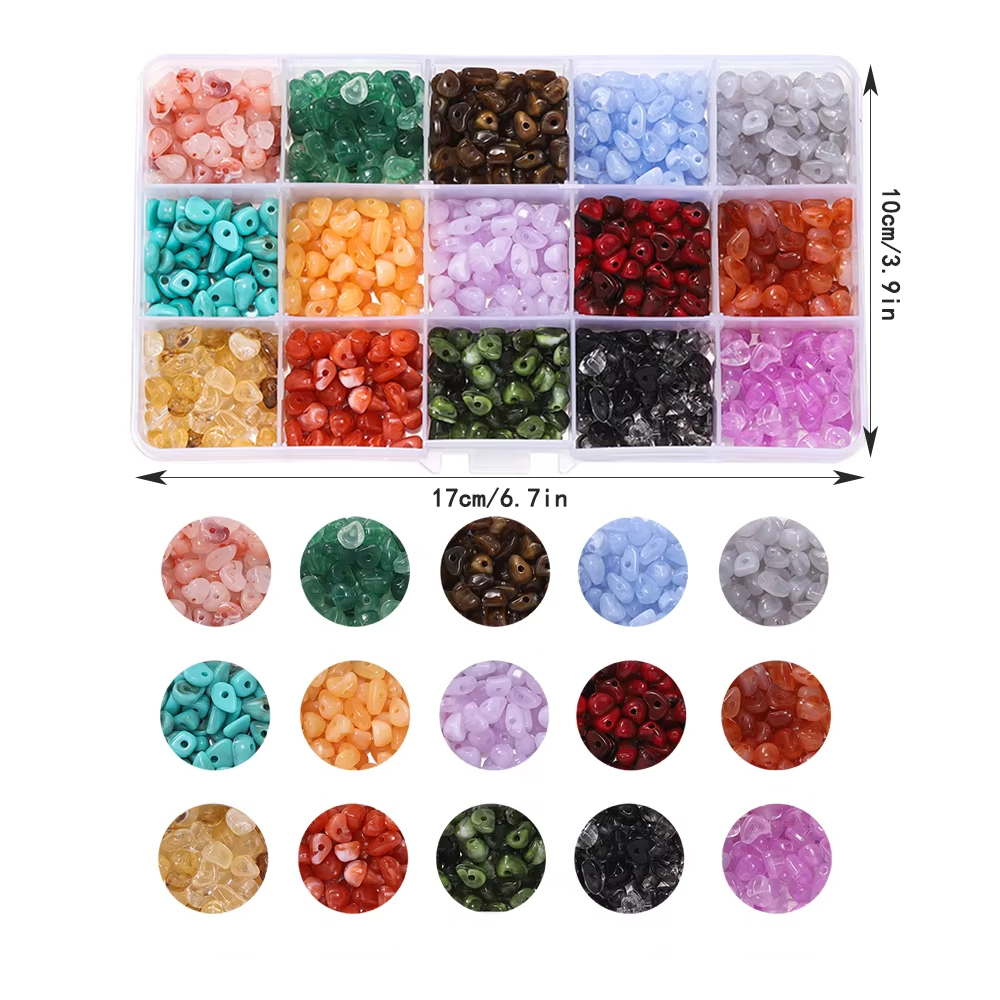 約525個/箱 模造天然石ビーズ 不規則アクリルスペーサー  - Bead Organizer Tray のレビューと価格