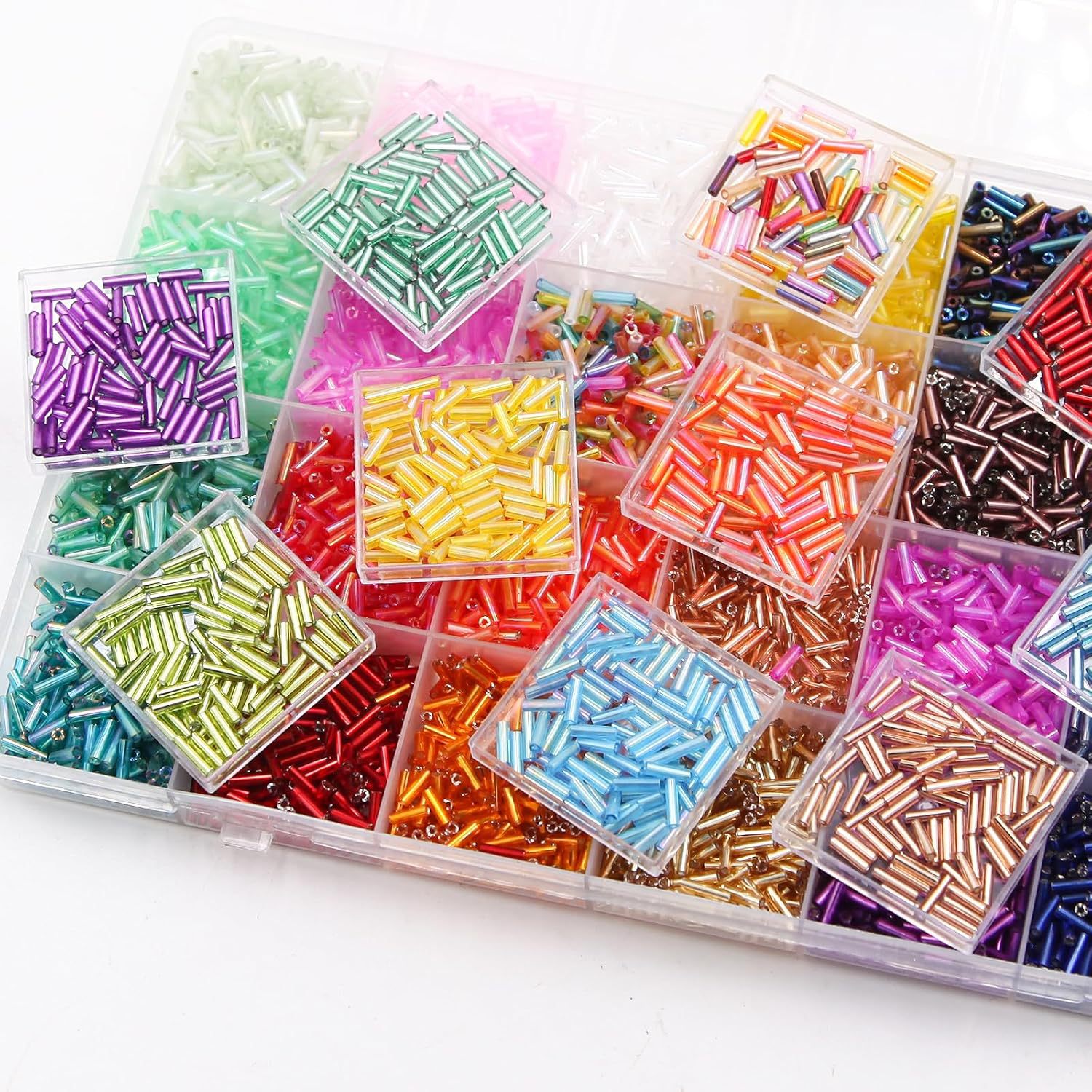 約6720個/箱 7mm 28色のチューブ型シードビーズ ク - Bead Organizer Tray のレビューと価格