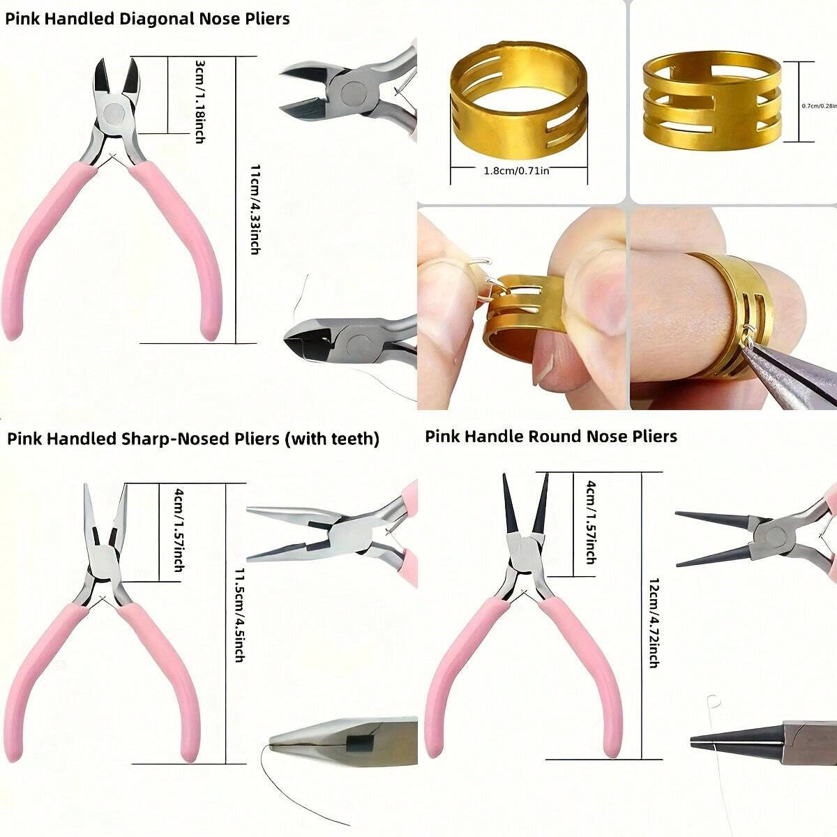 8個/セット、2個/セット ピンクの上級ジュエリー製作ツール - Jewelry Making For Seniors のレビューと価格
