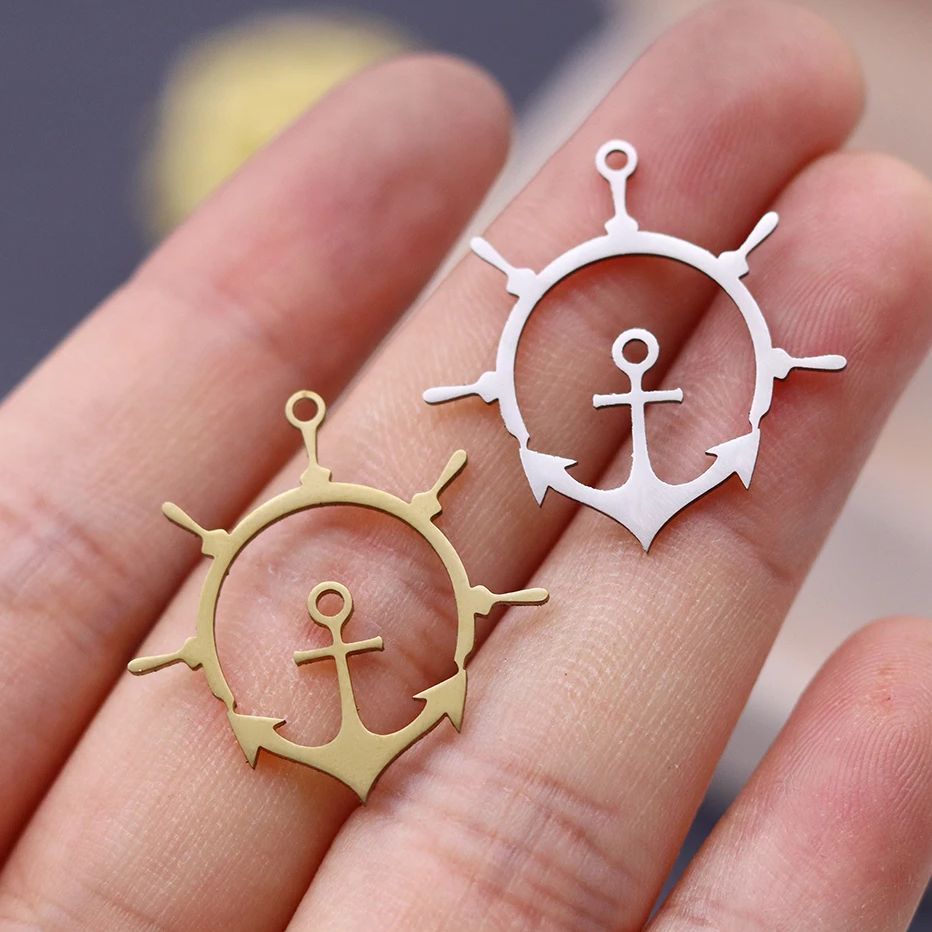 3 個コンパスアンカークロスステンレス鋼ペンダントチャームジ - Jewelry Making Guide のレビューと価格