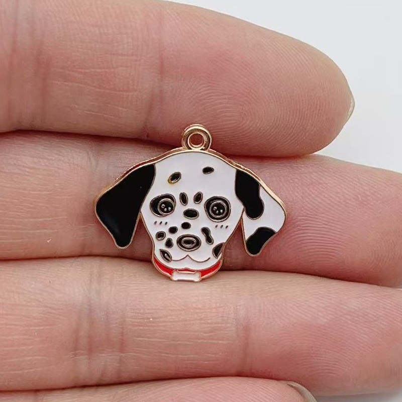 12個入り漫画ペット斑点犬合金オイルドロップペンダント、DI - Jewelry Making Accessories のレビューと価格