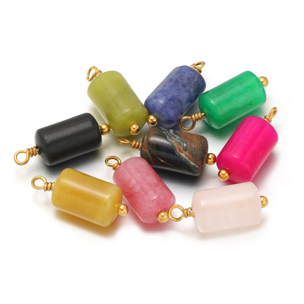 10 個ステンレス鋼天然石チャームシリンダーペンダントバルク - Jewelry Making Stones のレビューと価格