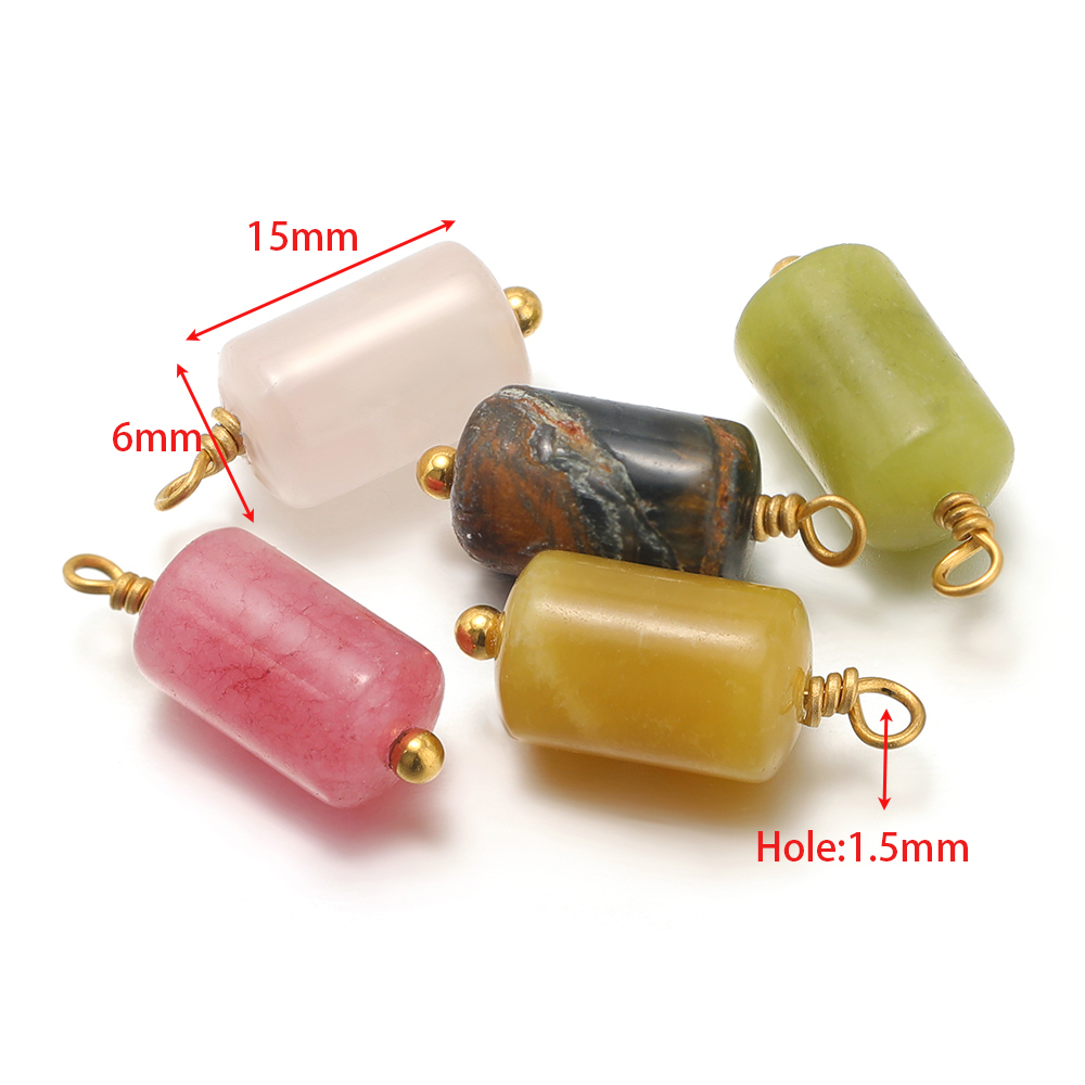10 個ステンレス鋼天然石チャームシリンダーペンダントバルク - Jewelry Making Stones のレビューと価格