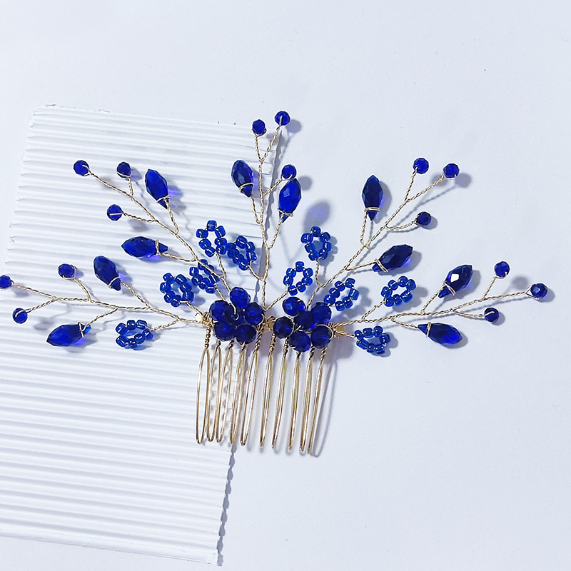 ヘアジュエリー ヘッドドレス ヘアコーム ブルービーズ ヘア - Jewelry Making Party For Adults のレビューと価格