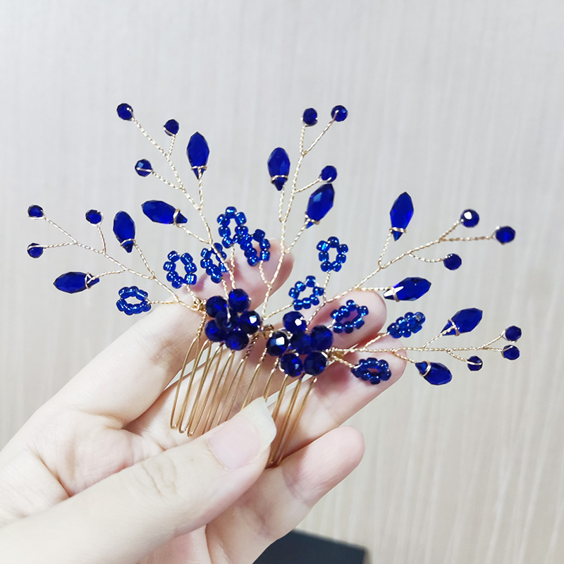 ヘアジュエリー ヘッドドレス ヘアコーム ブルービーズ ヘア - Jewelry Making Party For Adults のレビューと価格