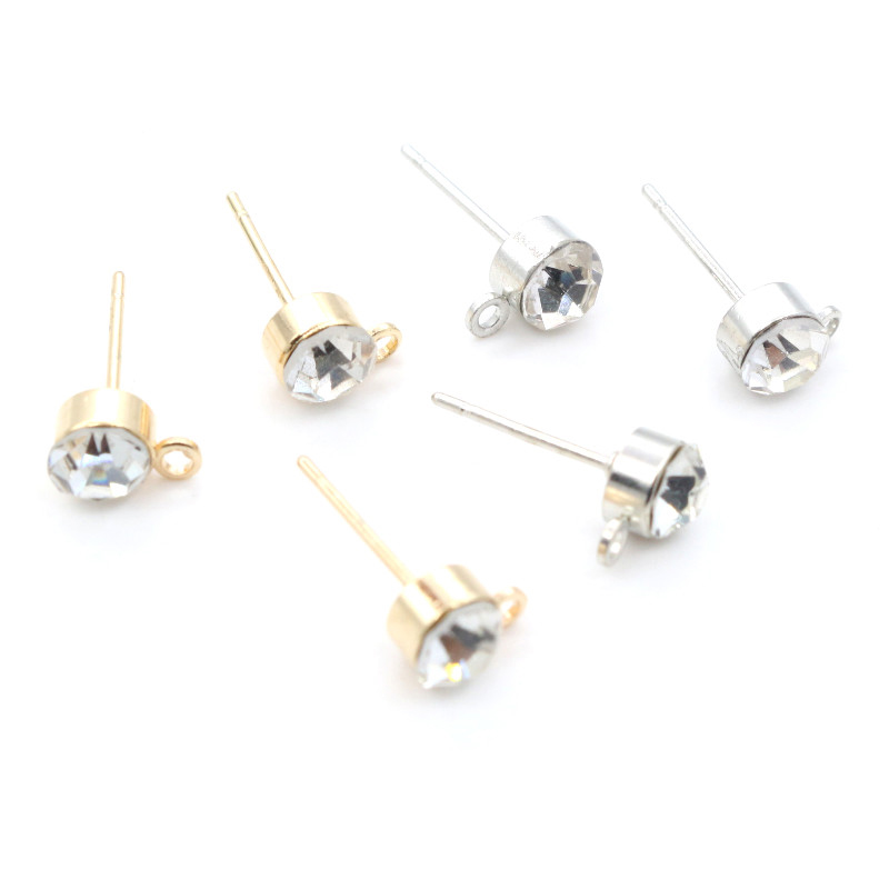 50 個のスタッドピアスピンジルコン 4/5/6 ミリメート - Jewelry Making Basics のレビューと価格