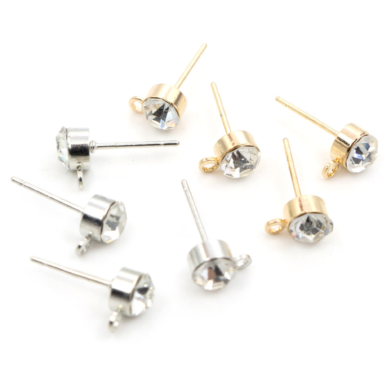 50 個のスタッドピアスピンジルコン 4/5/6 ミリメート - Jewelry Making Basics のレビューと価格
